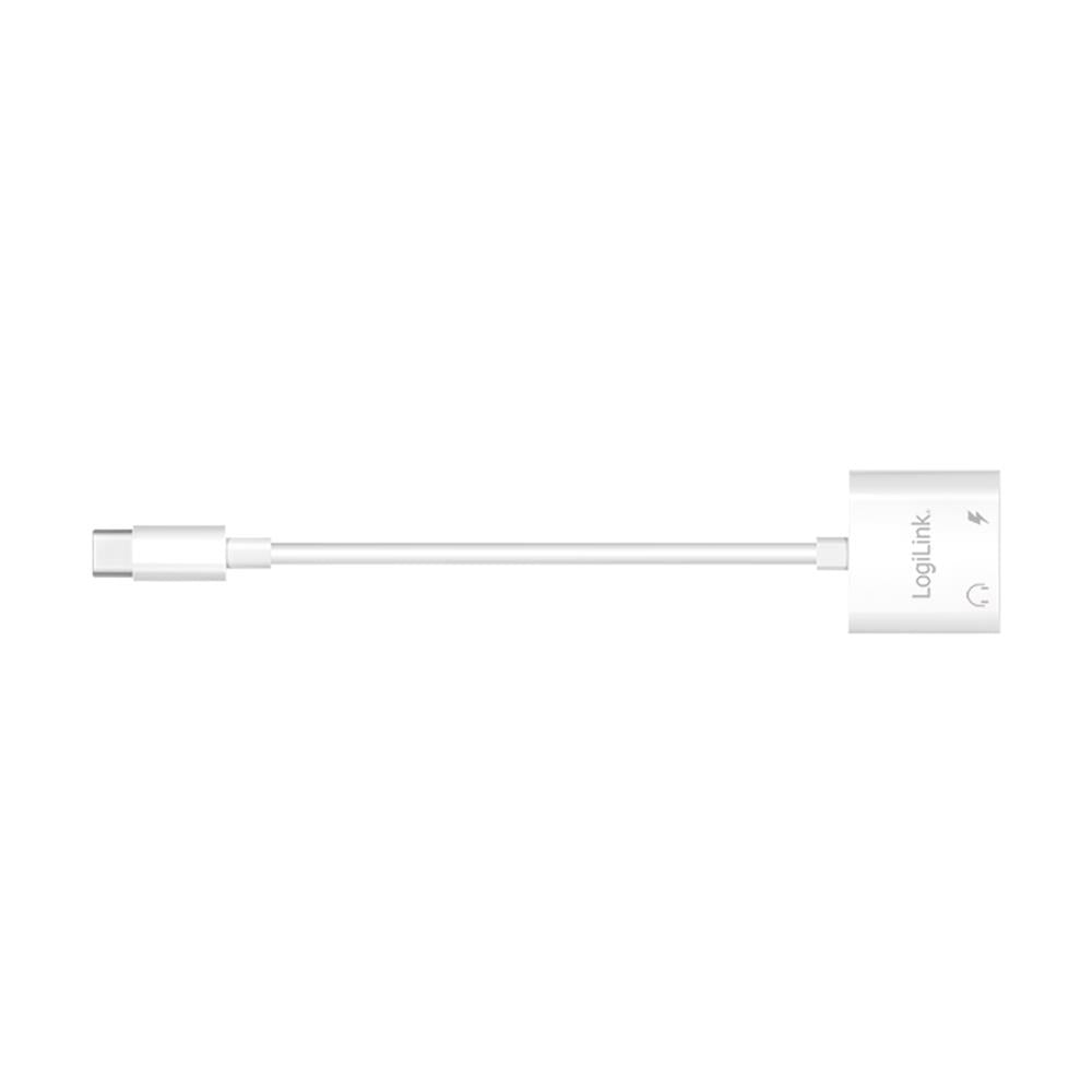LogiLink USB-C Adapter mit 60W PD-Ladeport & zusätzlichem USB-C Anschluss – Weiß