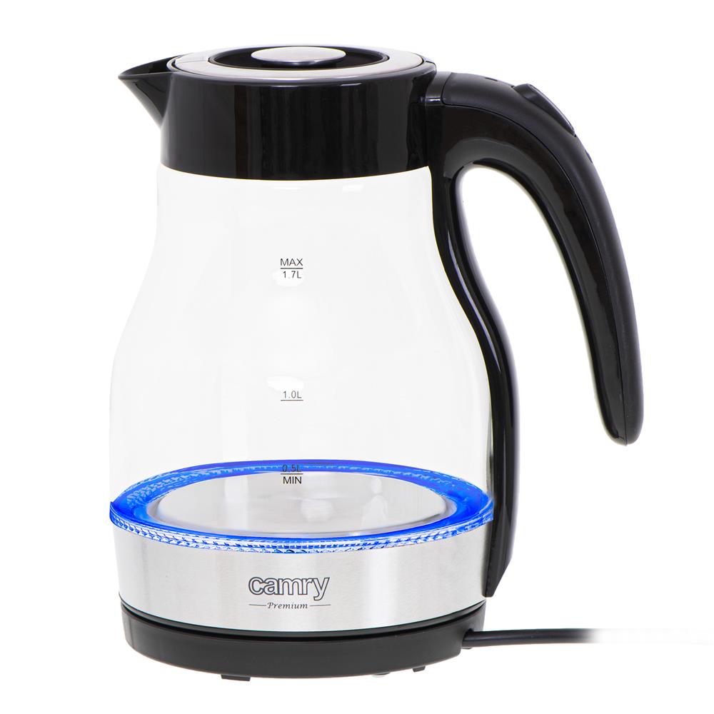 Camry CR 1300 Wasserkocher 1,7 Liter Glaskessel mit LED-Beleuchtung Edelstahl