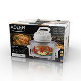 Adler AD 6304 Heißluftofen Weiß 1400 Watt Frittieren ohne Fett Braten Kochen Dampfgaren