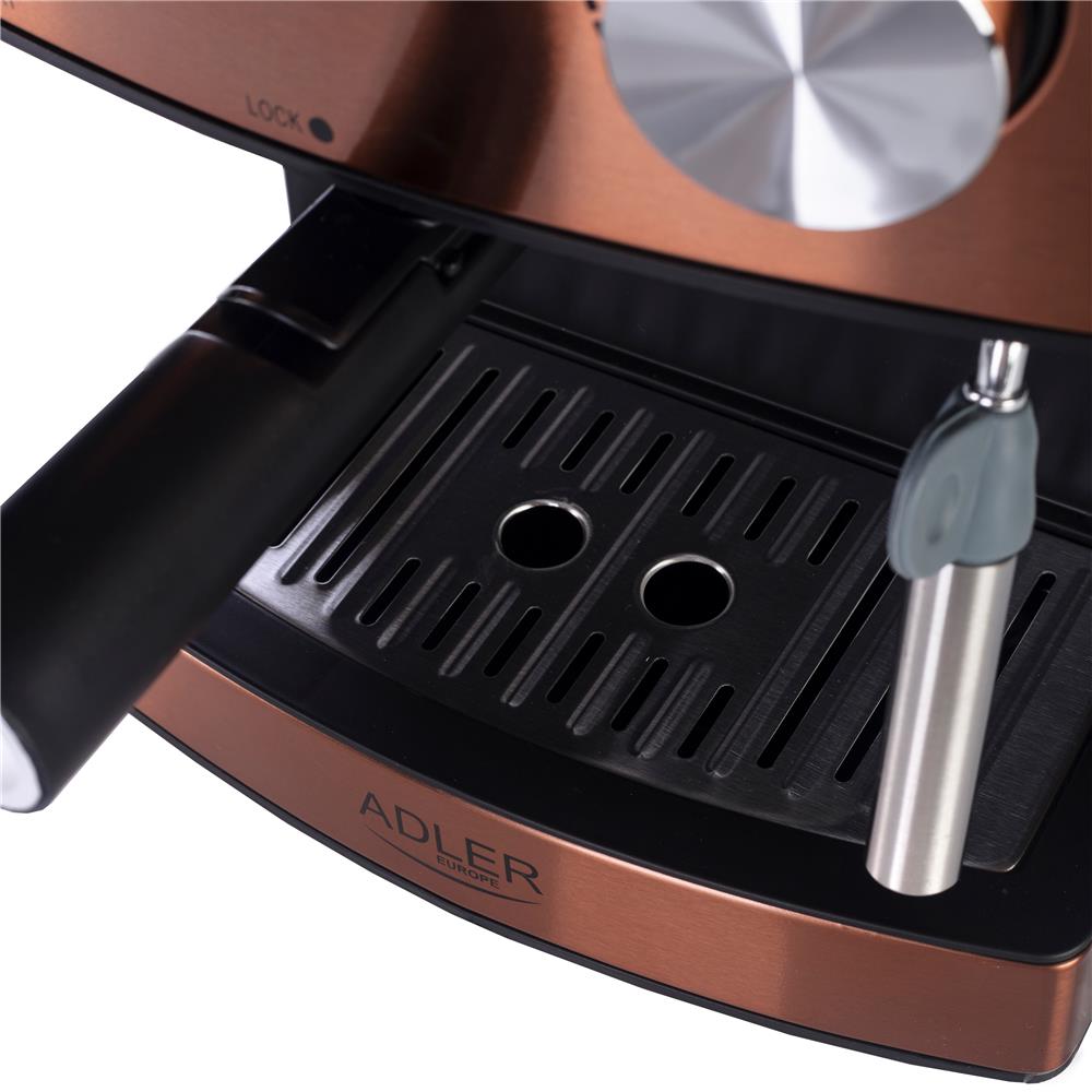 Adler AD 4404CR Espressomaschine Kupfer 850 Watt 15 bar Cappuccinomaschine Milchaufschäumer