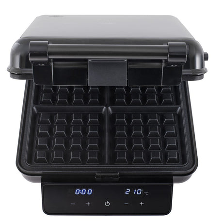 Adler AD 3096 4-in-1 Sandwichmaker, Sandwichtoaster mit Wechselplatten, Waffeleisen, Kontaktgrill, LED-Touchdisplay, Timer, Temperaturregelung, Antihaftbeschichtung, Schwarz/Silber