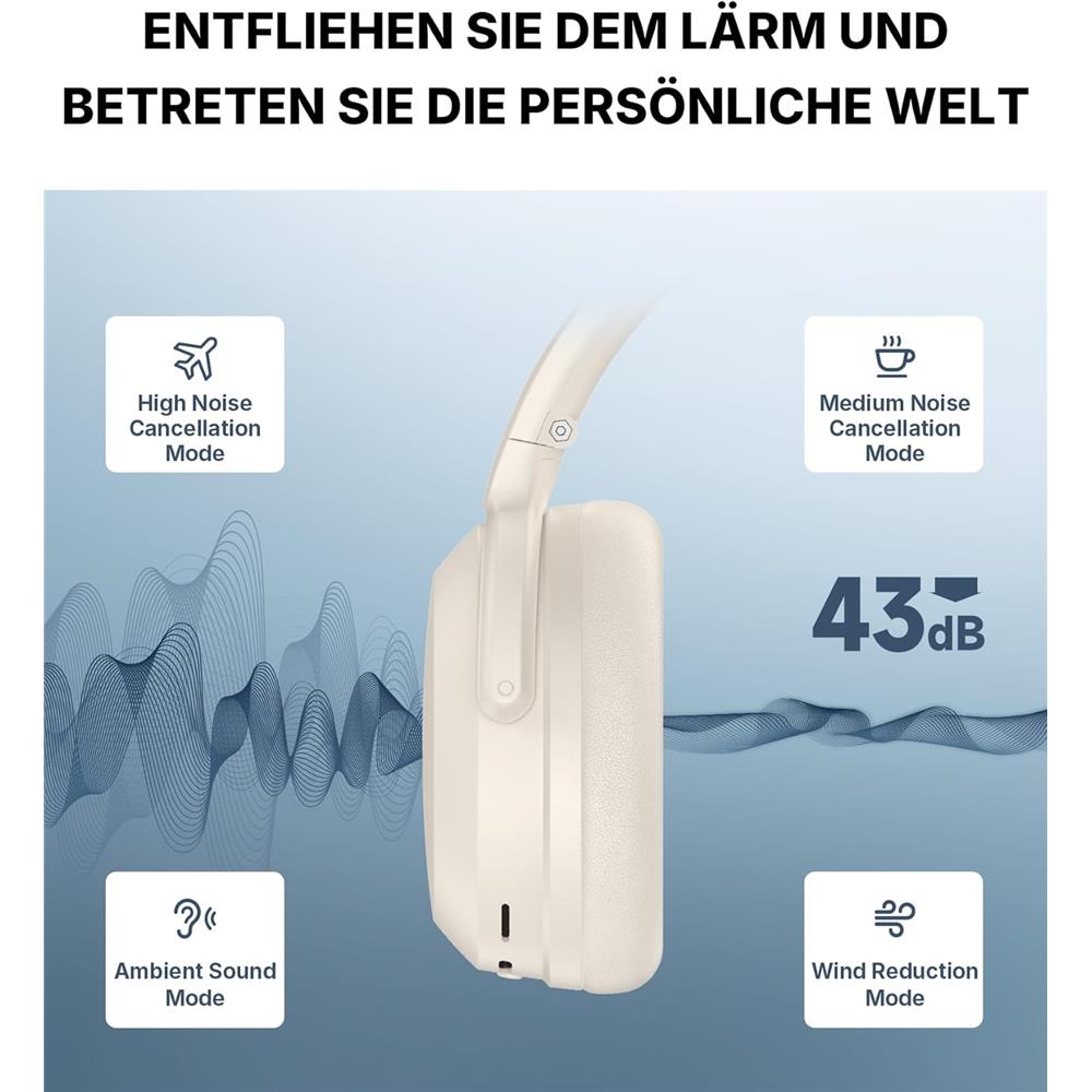 Edifier WH700NB Pro – Premium Kabellose Over-Ear Kopfhörer mit aktiver Geräuschunterdrückung, Elfenbeinfarben