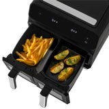 Adler AD 6315 Doppel Heißluftfritteuse mit Sichtfenster 8L Airfryer 2 Fächer schwarz