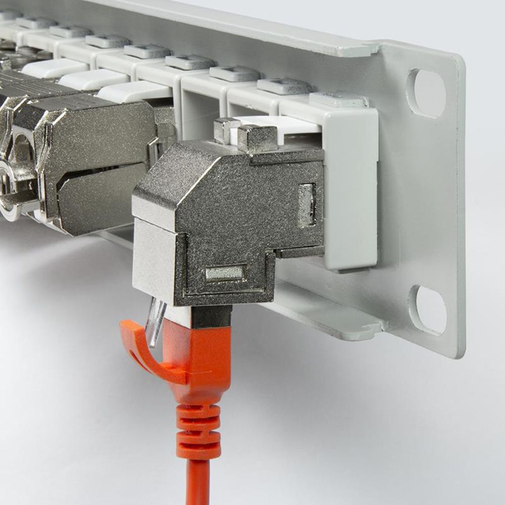 LogiLink Keystone Kupplung Cat.6A, 2x RJ45 STP, 90° gewinkelt, Metallgehäuse