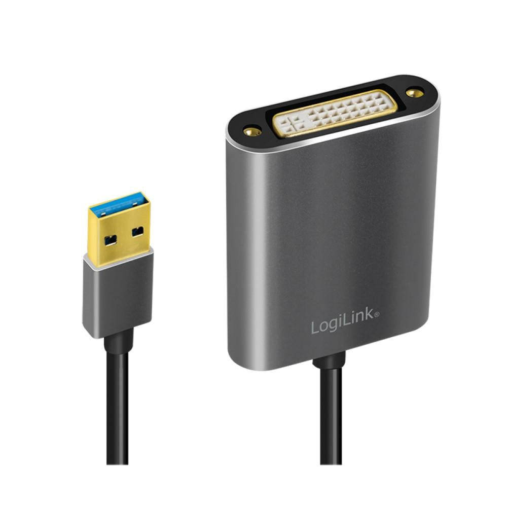 LogiLink USB 3.0-Adapter USB-A/M zu DVI/F 1080p schwarz 0,1 m