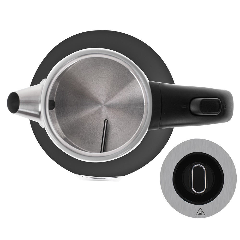 Camry CR 1344b Retro Wasserkocher mit Thermometer, 1,7 L Edelstahl Wasserkocher mit analoger Temperaturanzeige, 360° Basis, Kalkfilter, Teekocher für Tee, Kaffee, Schwarz