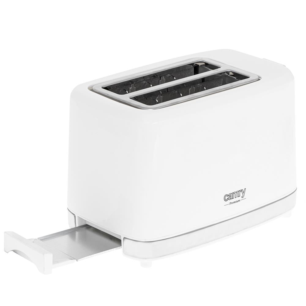 Camry CR 3219 2-Scheiben-Toaster Weiß Brötchenaufsatz Auftaufunktion Aufwärmfunktion 6 Stufen 900 W