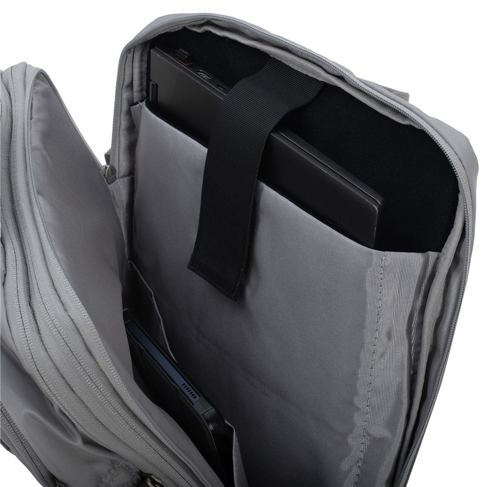 Camry CR 6881mg Reiserucksack 24L erweiterbar, Handgepäck Rucksack mit Laptopfach bis 15,6 Zoll, Business Backpack mit RFID-Fach, USB-Anschluss, Trolleykompatibel Grau