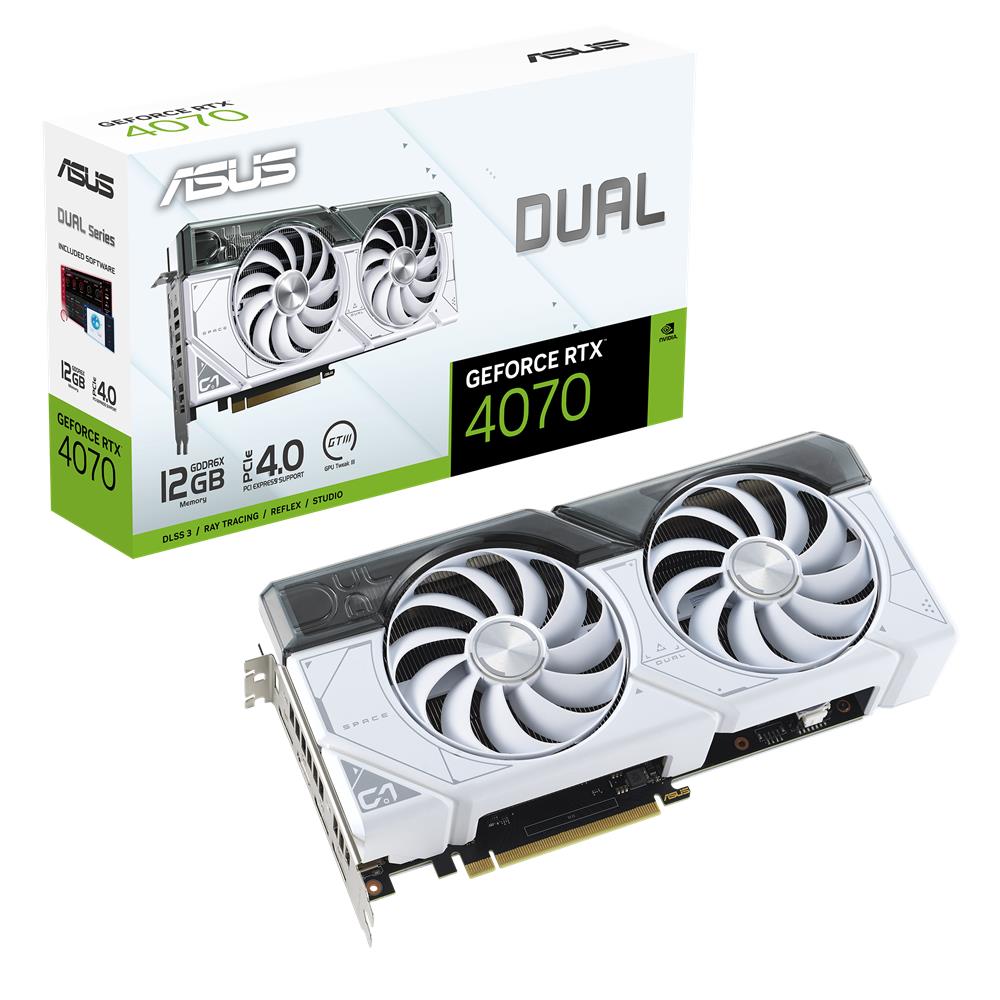 ASUS Dual GeForce RTX 4070 White Edition 12GB GDDR6X Gaming Grafikkarte NVIDIA weiß