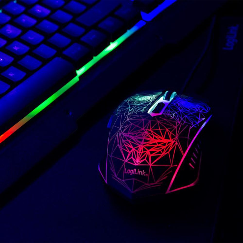 LogiLink Gaming Set: Tastatur Metalloberfläche RGB + Mauspad + Maus RGB 2400dpi