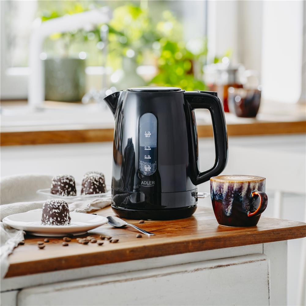 Adler AD 1380b Wasserkocher Kunststoff 1,0 l schwarz – kompakt & sicher