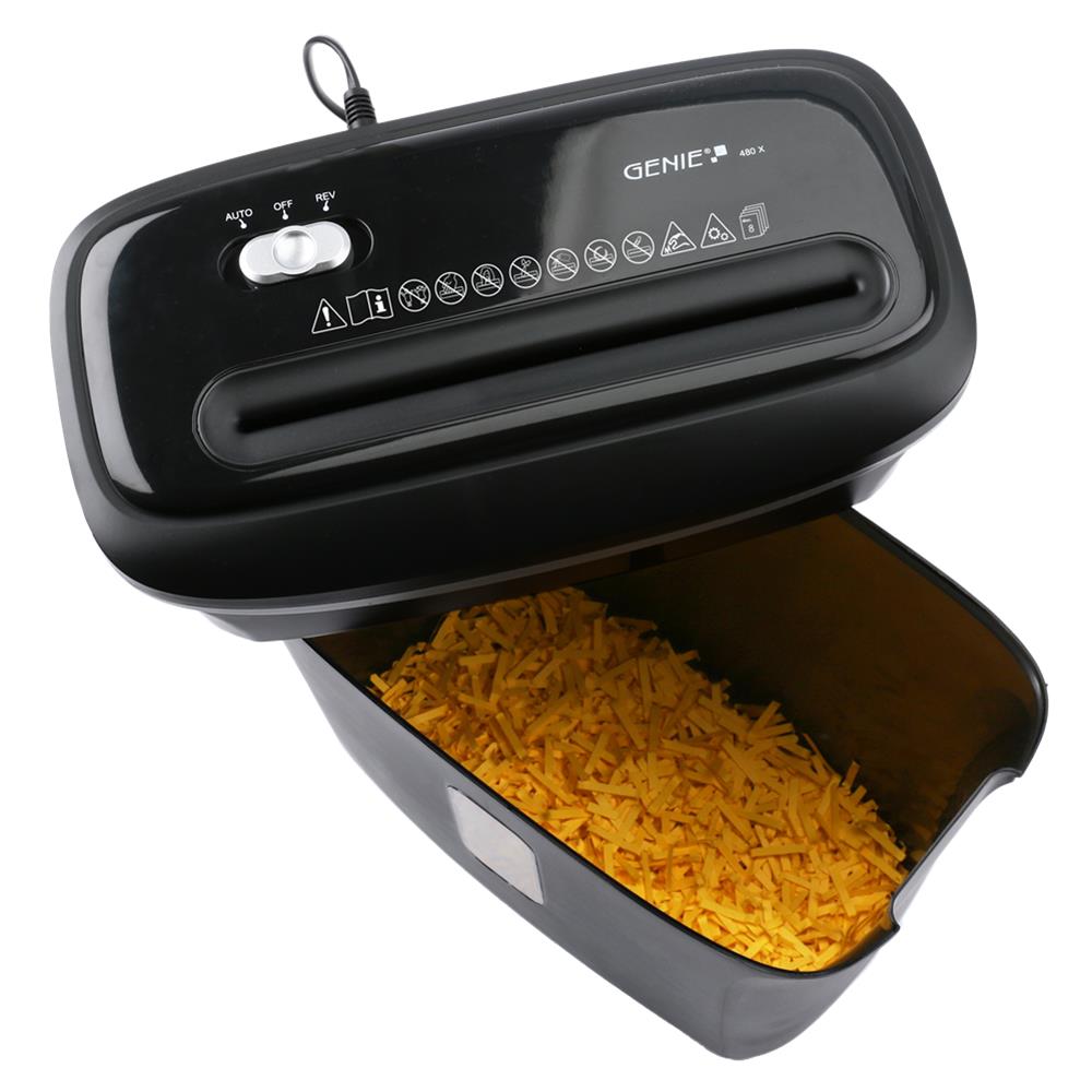 GENIE 480 X Aktenvernichter 8 Blatt Partikelschnitt Sicherheitsstufe P-4 Schwarz