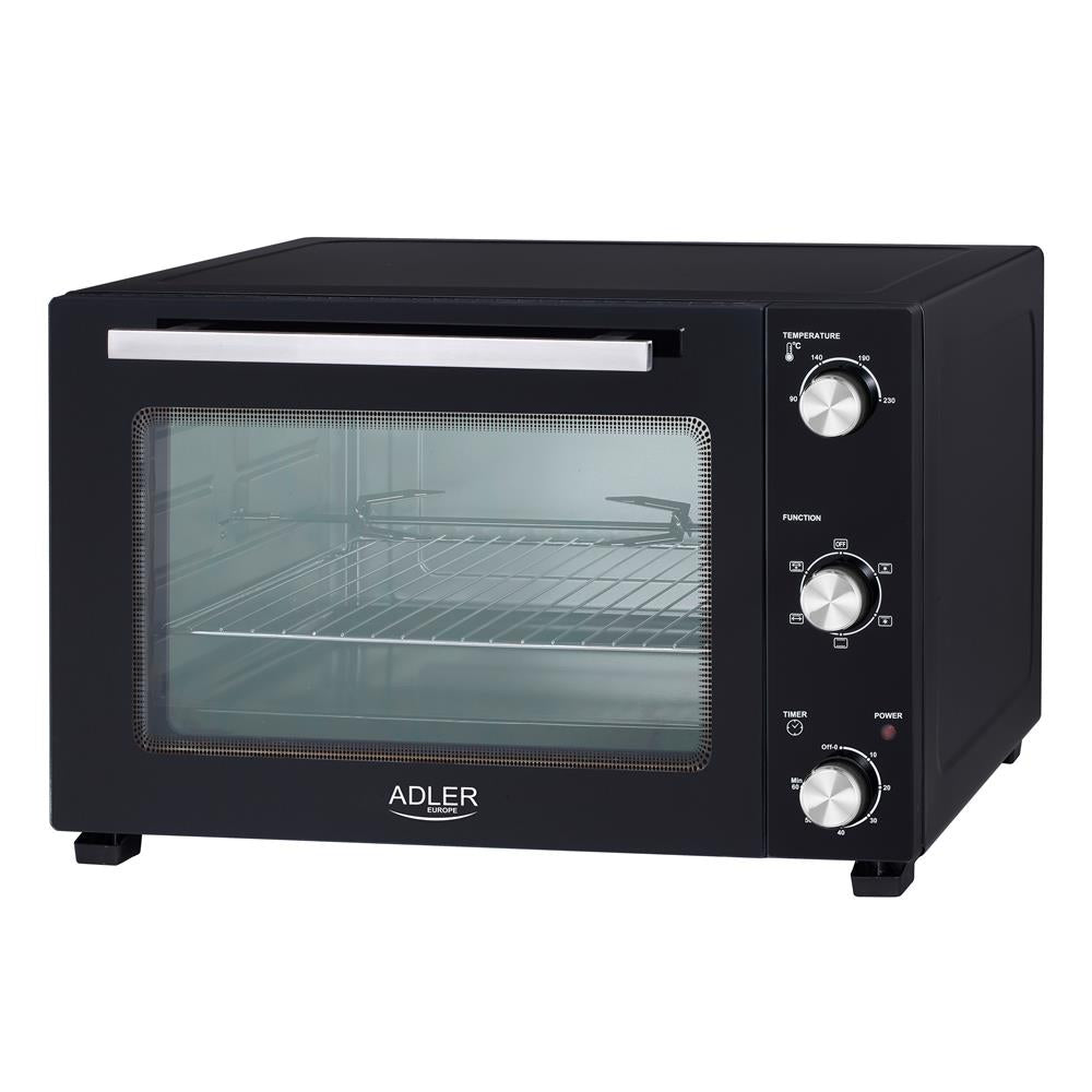 Adler AD 6026 Elektrobackofen 48L Umluft Timer Mini Backofen Drehspieß schwarz