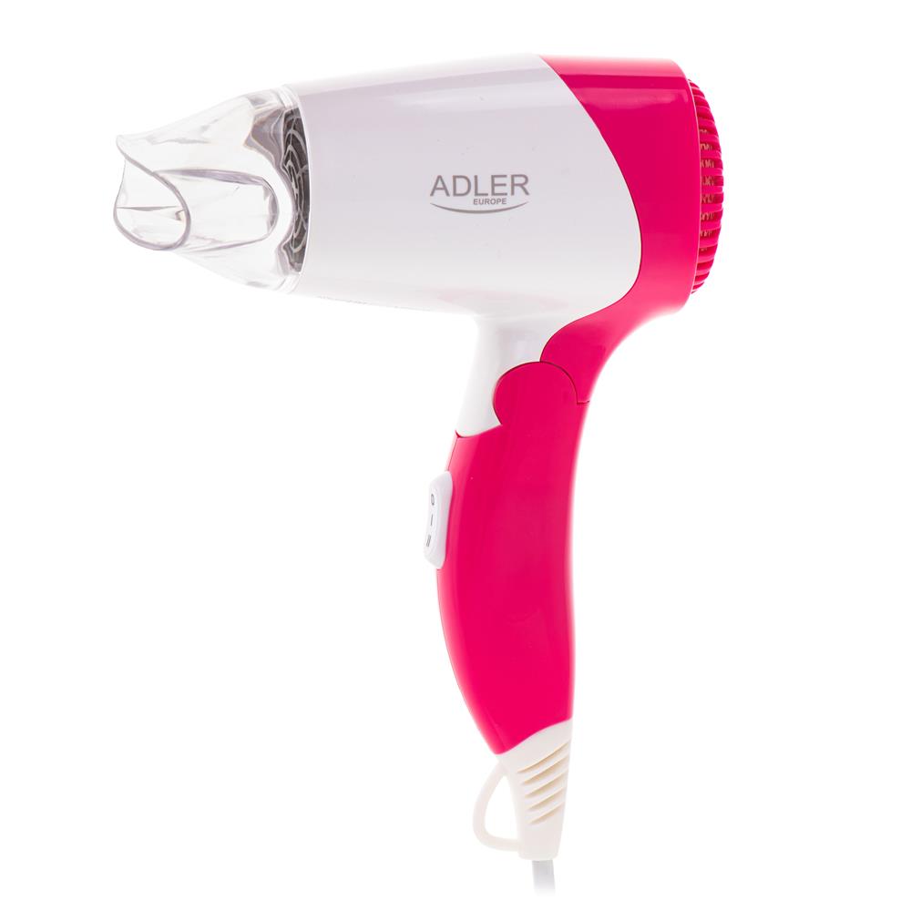 Adler AD 2259 Haartrockner 1200 W weiß rosa zusammenklappbar Kunststoff Netzstrom 2 Stufen