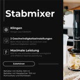 Adler AD 4620 Stabmixer Set – 800 W, 2 Geschwindigkeiten, Edelstahlaufsatz & Zubehör