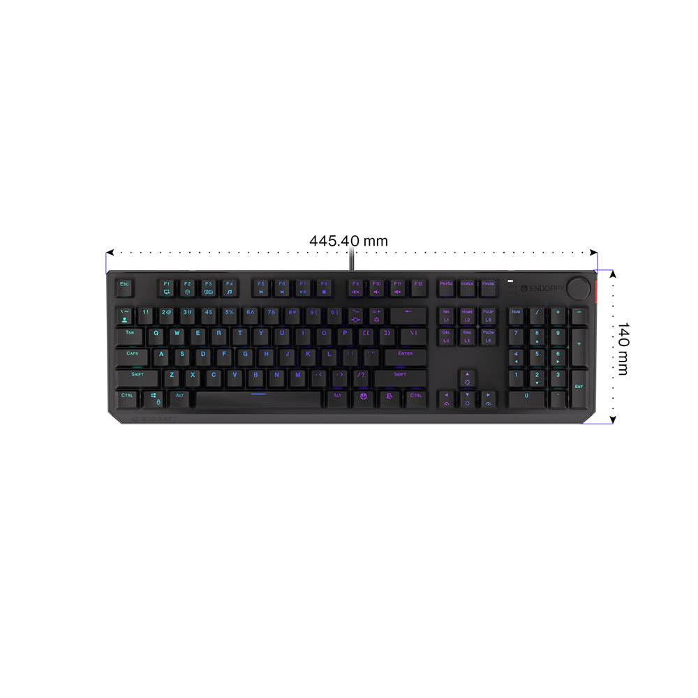 ENDORFY EY5A121 - Tastatur (Eng. Layout, QWERTY) Thock Kailh BL, Beleuchtet, Schwarz