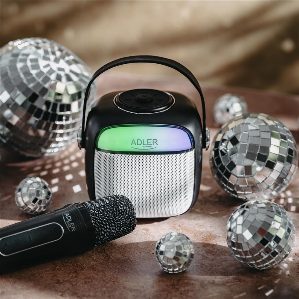 Adler AD 1199 Karaoke Lautsprecher mit Mikrofon SD USB AUX Bluetooth schwarz