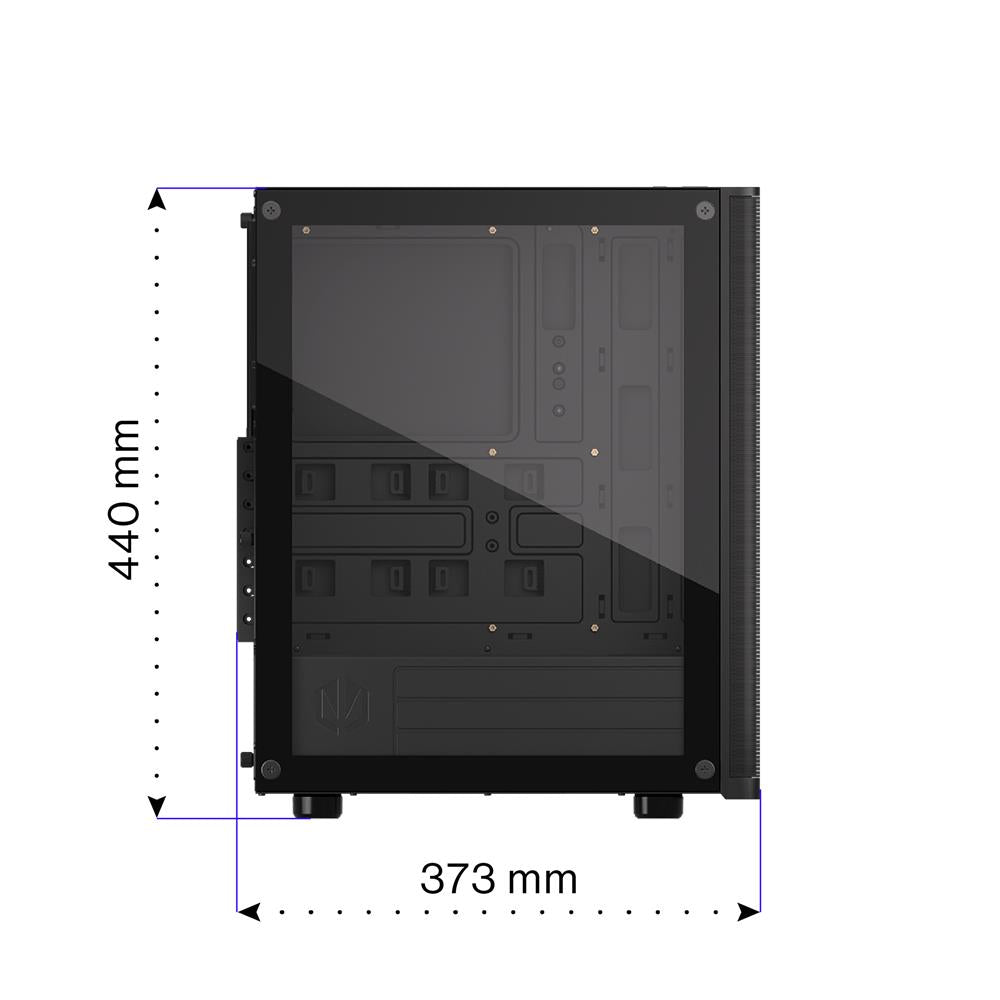 ENDORFY Case Ventum 200 ARGB, PC-Gehäuse, Schwarz, Glas-Seitenpanel, Beleuchtet, inklusive 4 Lüfter