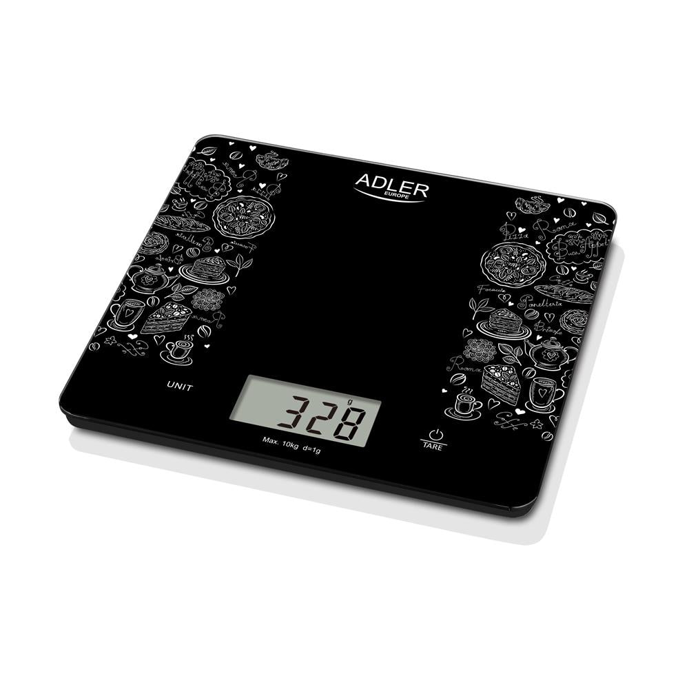 Adler AD 3171 Küchenwaage Digital bis 10kg LCD Display Tara Funktion schwarz Anti Rutsch Füße