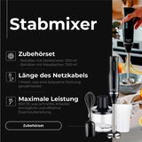 Adler AD 4620 Stabmixer Set – 800 W, 2 Geschwindigkeiten, Edelstahlaufsatz & Zubehör