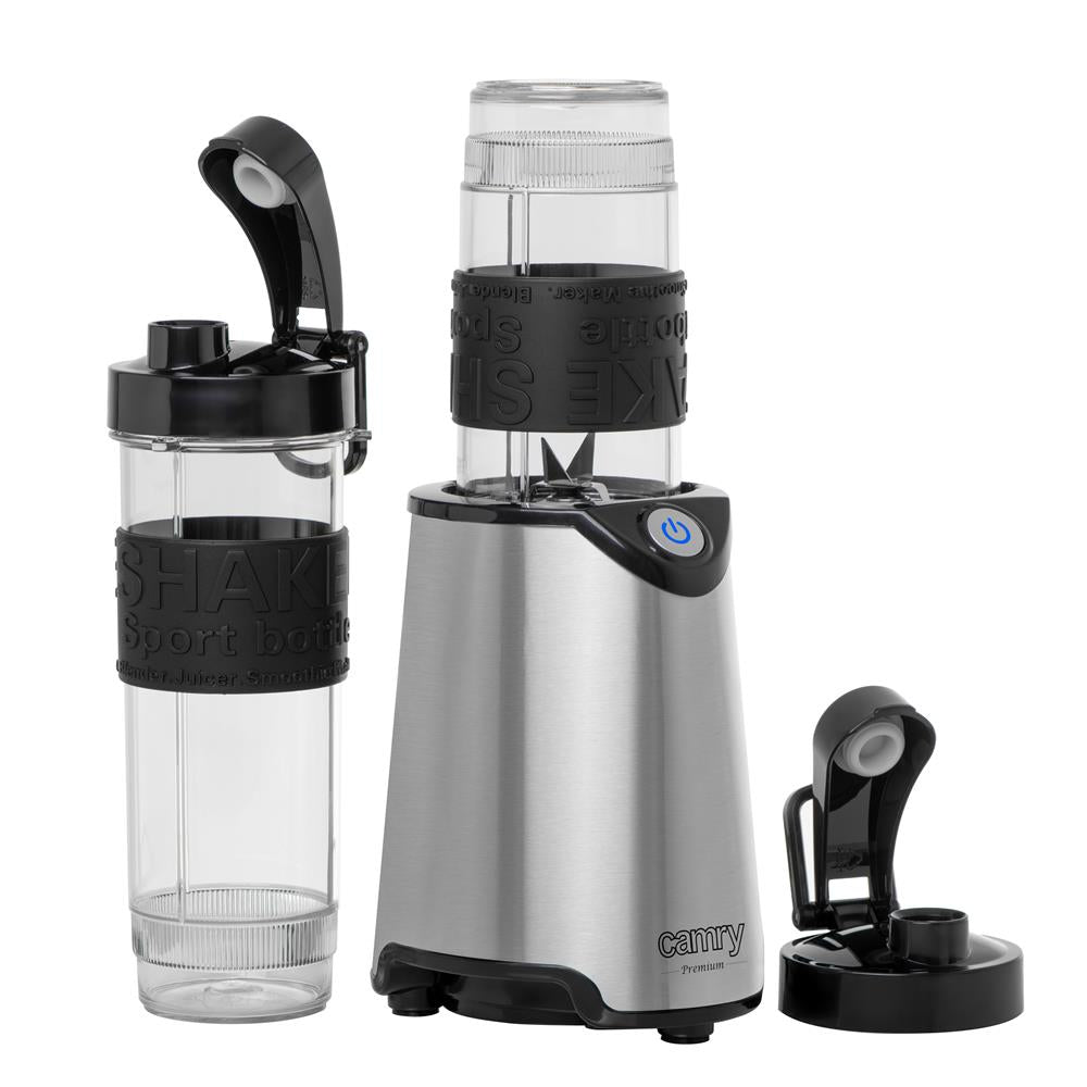 Camry CR 4069 Edelstahl-Standmixer für Smoothies, Cocktails, Crushed Eis, mit 2 Trinkflaschen