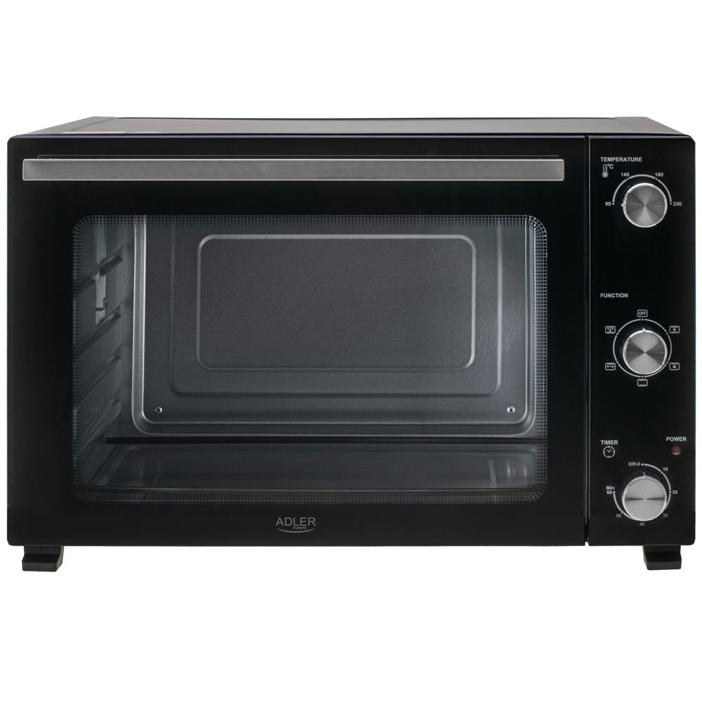 Adler AD 6026 Elektrobackofen 48L Umluft Timer Mini Backofen Drehspieß schwarz