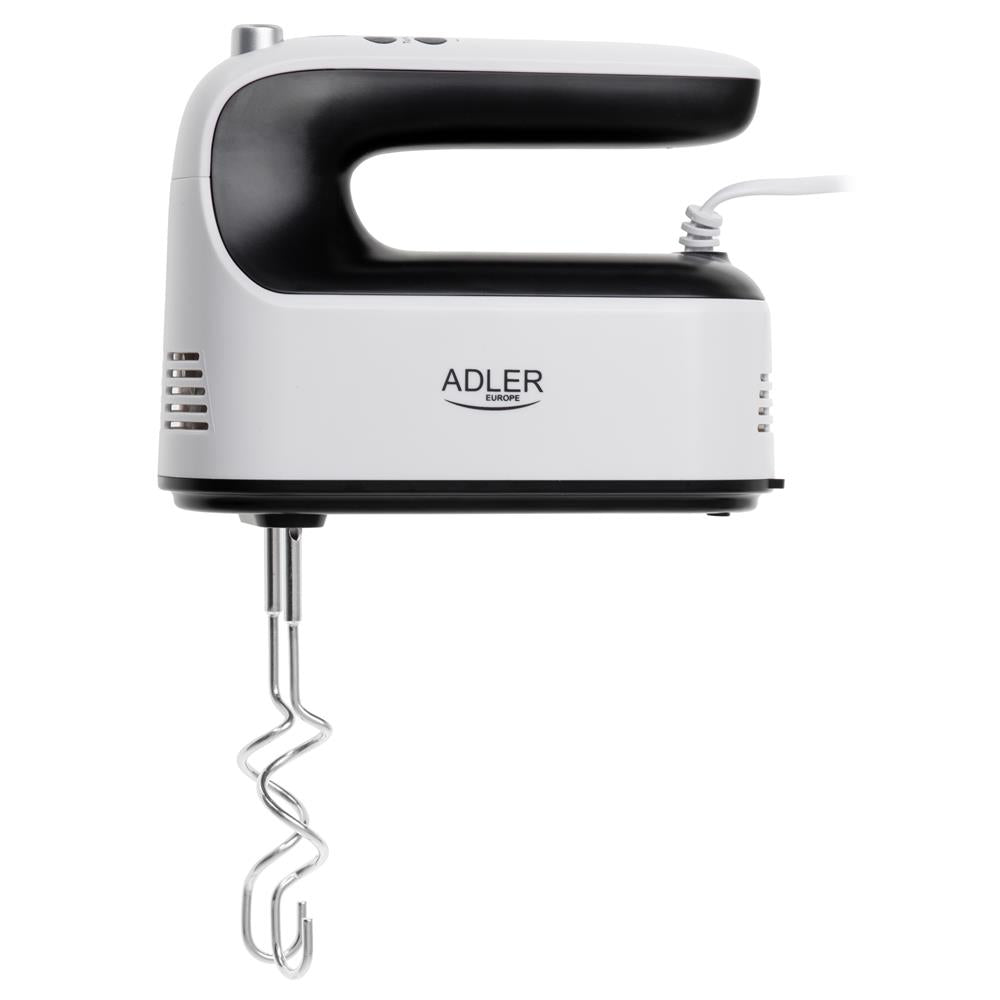 Adler AD 4229 Handmixer 9 Geschwindigkeiten Turbo Funktion Knethaken Schneebesen weiß schwarz