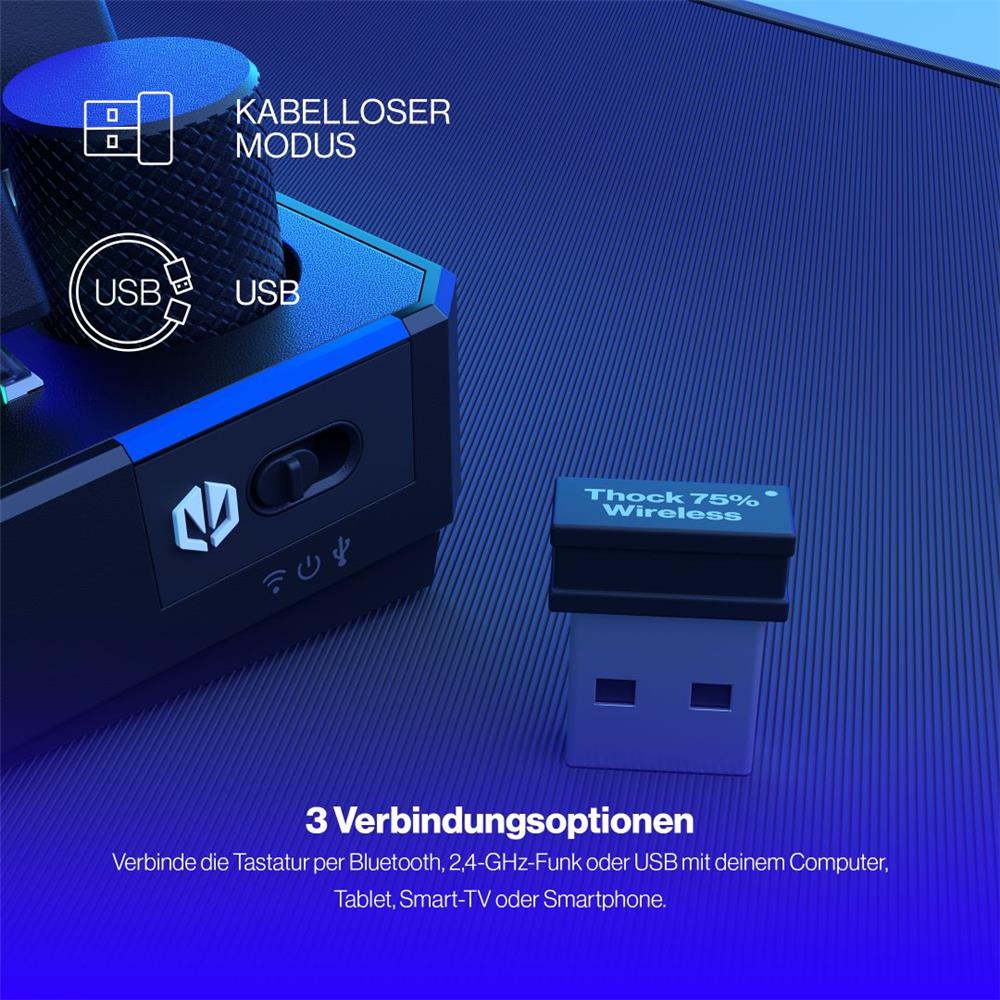 ENDORFY Thock 75 Prozent Wireless Tastatur DE Layout Kailh Box Red Schwarz