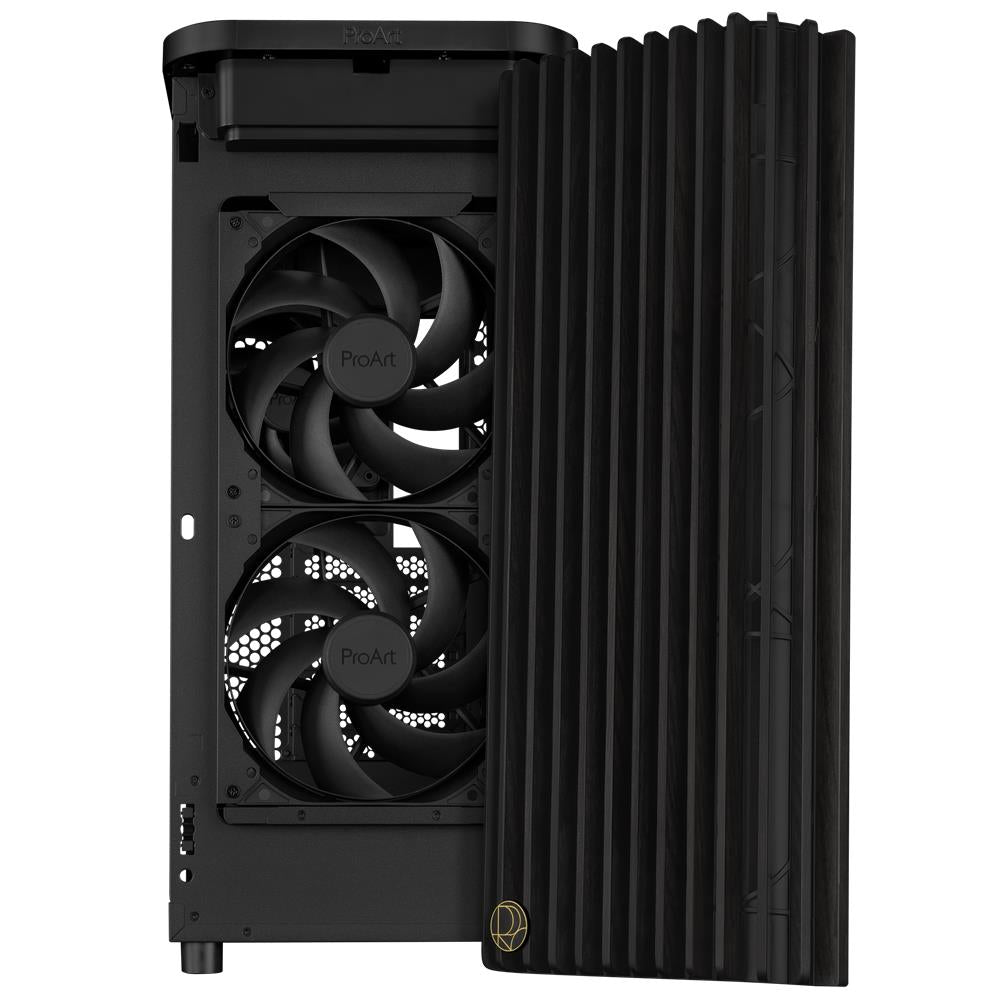 ASUS ProArt PA401 Wood Edition Metal Panel ATX PC Gehäuse mit 160 mm Lüftern und USB 20Gbps