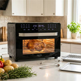 Camry CR 6323 Multifunktions-Heißluftofen 30L, Air Fryer Backofen 10-in-1 mit Grill, Drehspieß, Umluft, 24 Programmen, Touchdisplay, 2200W schwarz