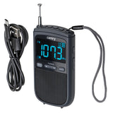 Camry CR 1905 Tragbares Mini Radio USB Taschenradio mit Akku Radiowecker schwarz