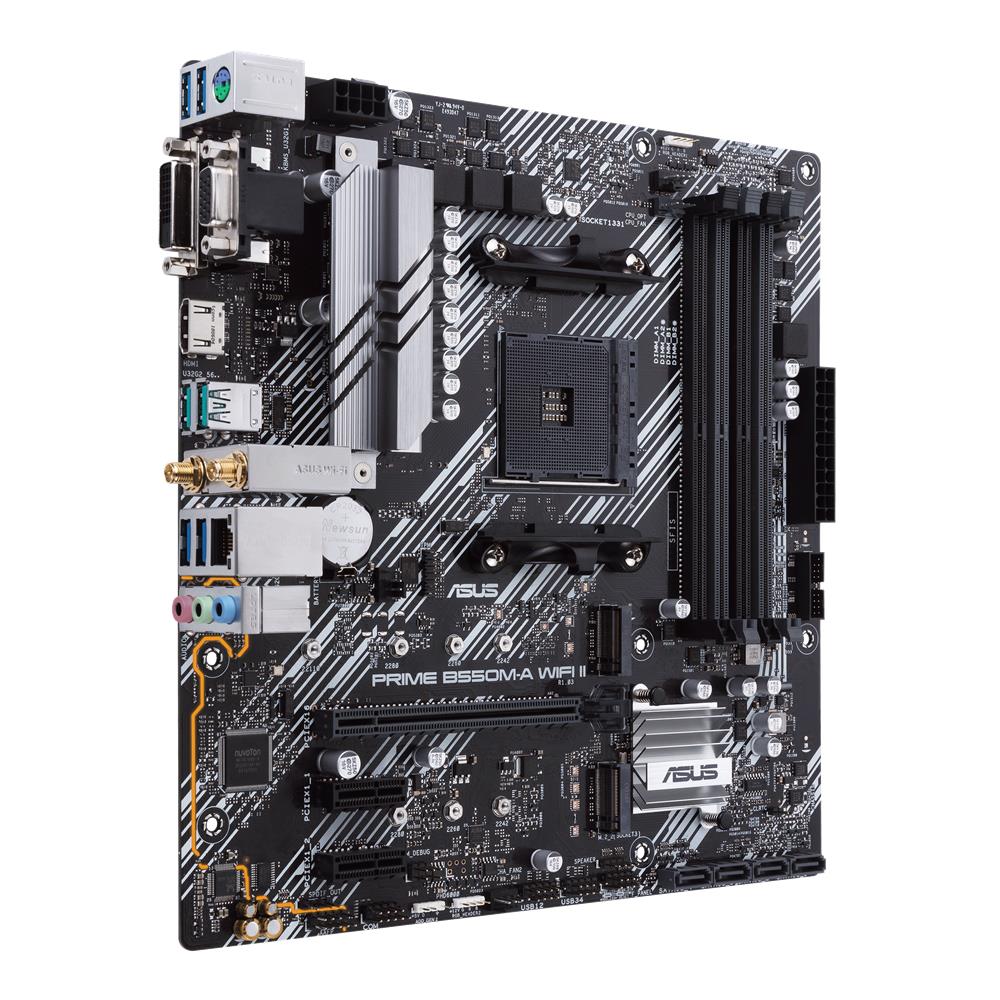 ASUS PRIME B550M-A WIFI II Gaming Mainboard Sockel Ryzen AM4 (AMD B550, mATX, PCIe, WiFi6, Dual M.2)