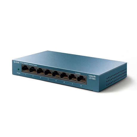 TP-Link LS108G 8-Port Gigabit Desktop Switch Unmanaged LiteWave Metallgehäuse Blau