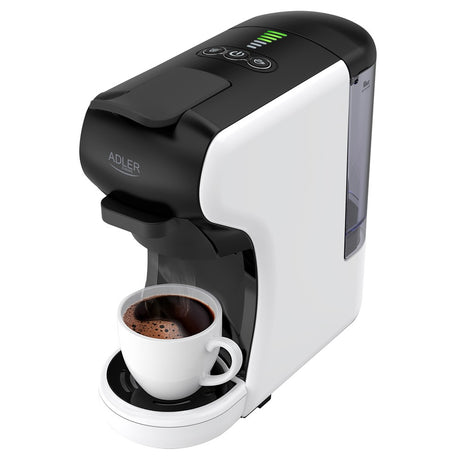 Adler AD 4386 Multikapsel Kaffeemaschine, 19 bar Espressomaschine, 9 Kapselsysteme, gemahlener Kaffee, ESE Pads, 0,6 l, kompakt, Weiß/Schwarz