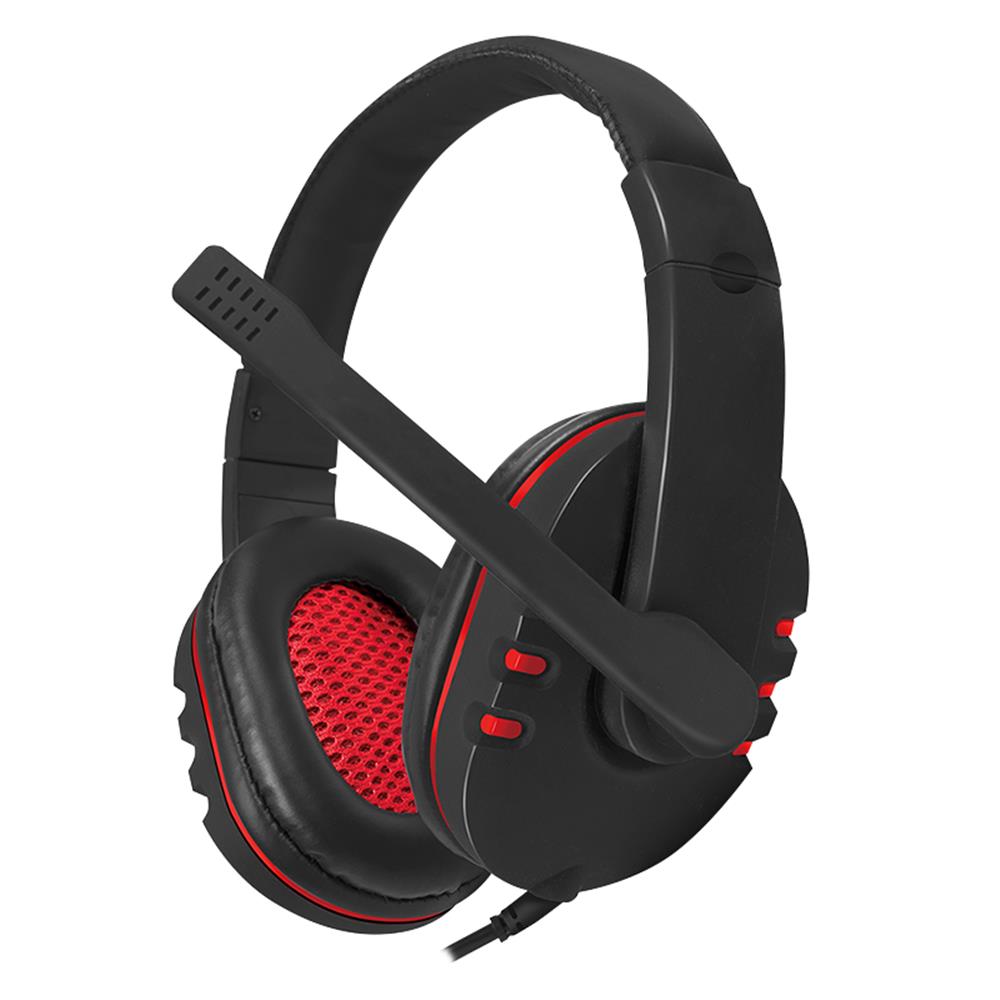 LogiLink Stereo-Headset, 1x USB-A-Stecker, Bügelmikrofon, Gaming, Schwarz/Rot