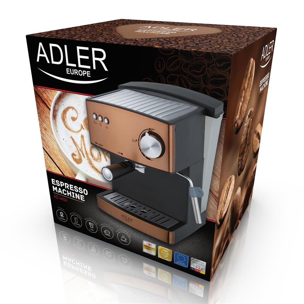 Adler AD 4404CR Espressomaschine Kupfer 850 Watt 15 bar Cappuccinomaschine Milchaufschäumer