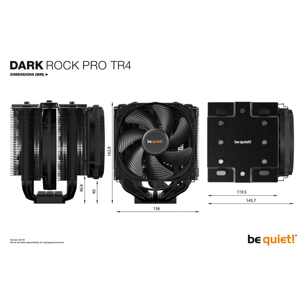 be quiet! DARK ROCK PRO TR4 250W TDP CPU-Kühler für Threadripper Silent Wings PWM Lüfter BK023