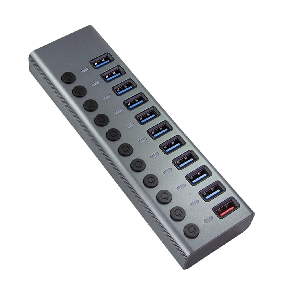 LogiLink USB 3.2 Gen 1 Hub, 10 Ports + 1x Schnell-Ladeport, Ein/Aus-Schalter