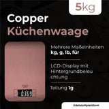 Adler AD 3183 Küchenwaage digital Haushaltswaage LCD Anzeige hintergrundbeleuchtet Kupferfarben