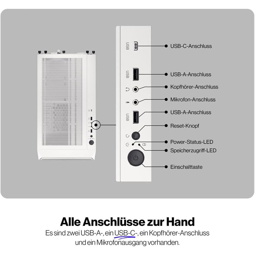 ENDORFY Arx 500 White ARGB – Weißes PC-Gehäuse mit 4 ARGB-Lüftern