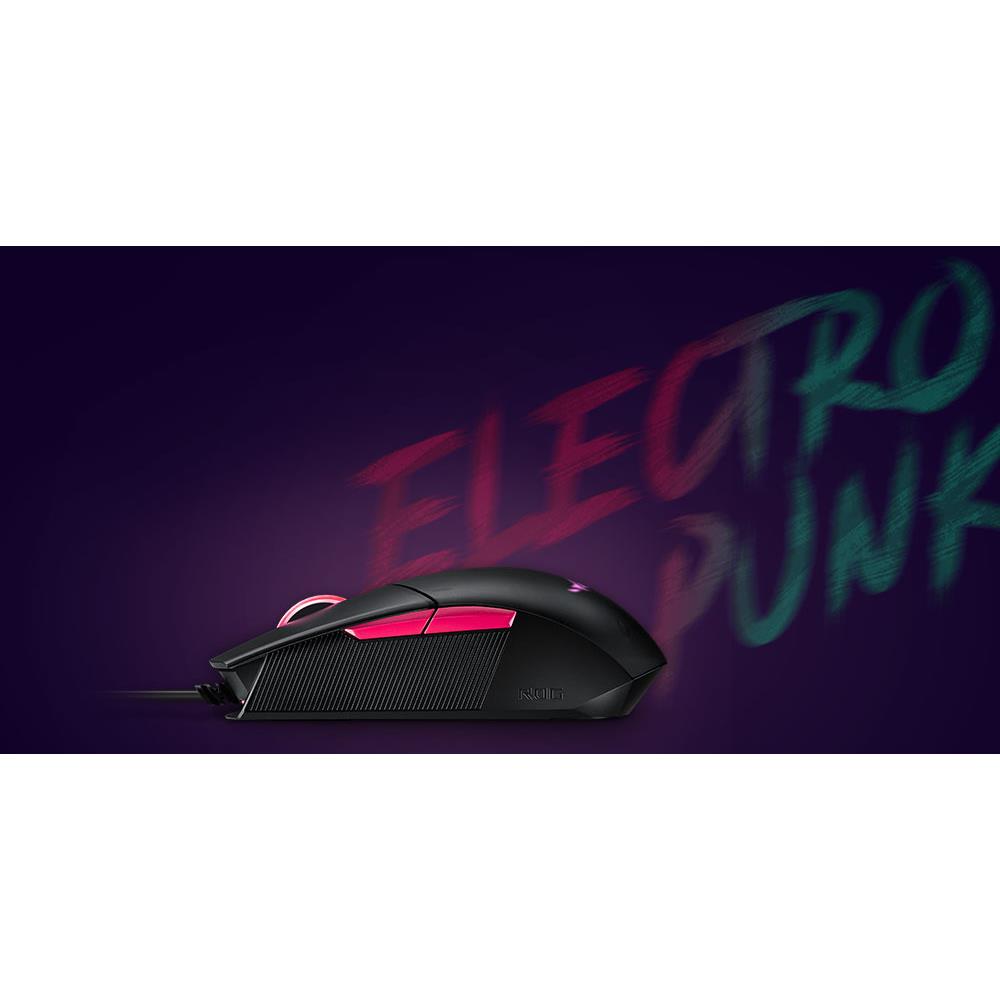 ASUS ROG Strix Impact II Electro Punk kabelgebundene Gaming Maus 6.200 DPI Aura-Sync schwarz/pink