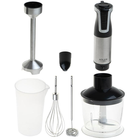 Adler AD 4627 Stabmixer Set elektrischer Handmixer Schneebesen Milchaufschäumer Turbo Funktion silber