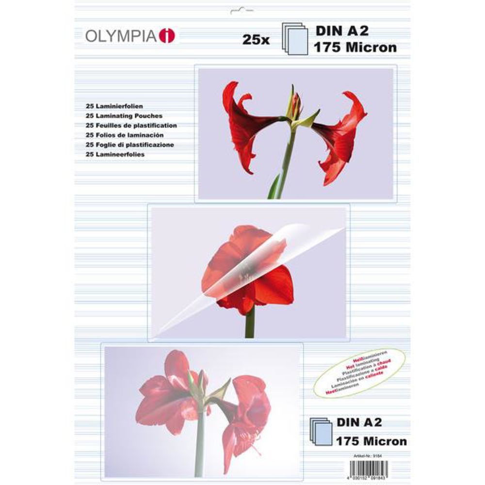 Olympia Laminierfolien DIN A2 - 25 Laminierfolien mit 175 micron