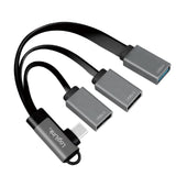 LogiLink USB 3.2 Gen 1-Hub - USB-C/M (90°) zu 3x USB-A/F - Aluminium schwarz/grau 0,15m