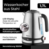 Camry CR 1291 Edelstahl Wasserkocher 1,7L mit LCD