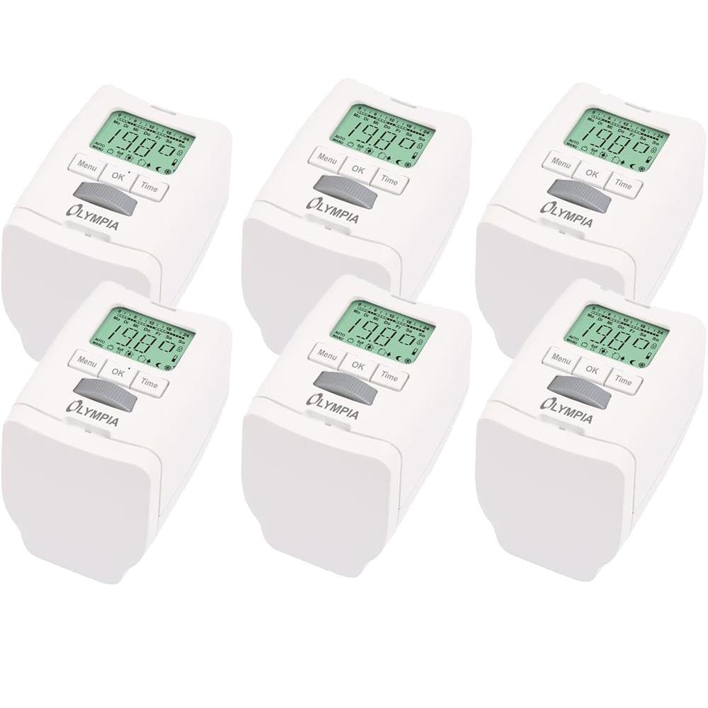 Olympia HT 430‑22 Heizkörperthermostat – Energiespar-Thermostat programmierbar (6er Set)