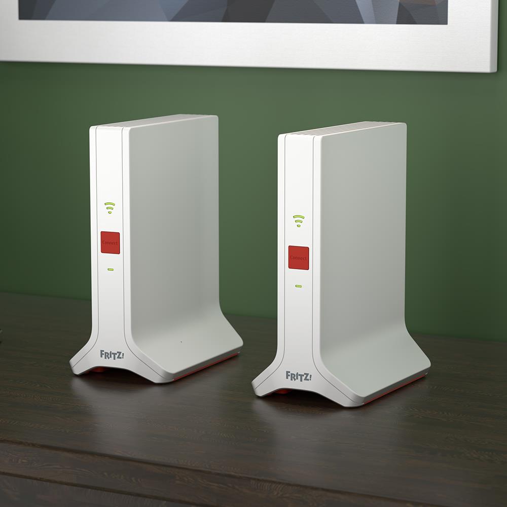 AVM FRITZ!Mesh Set 4200 2er-Set - Für bestes WLAN überall, Triband Wi-Fi 6 für ultraschnelle Leistung