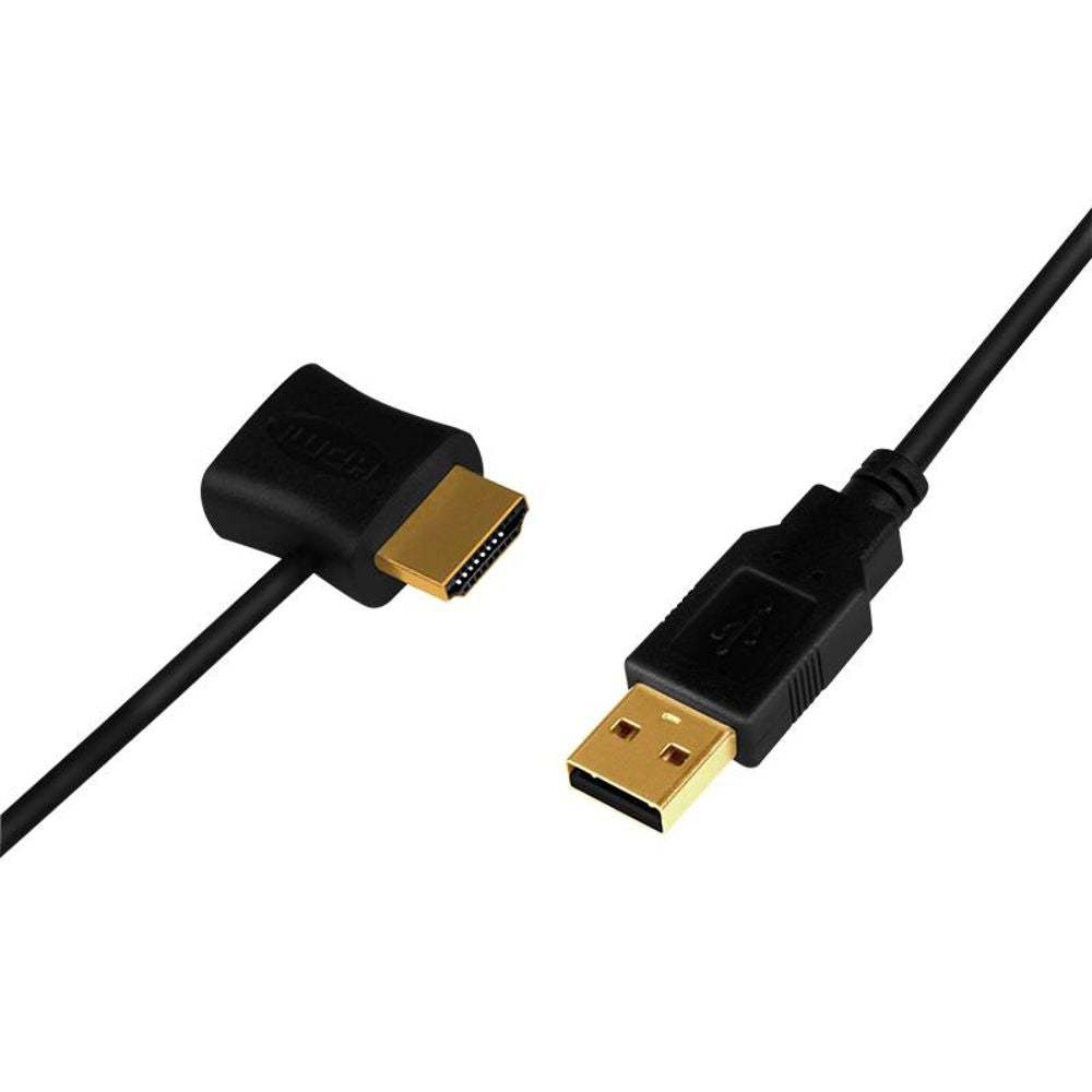 LogiLink HDMI USB Strom Einspeiseadapter Kabel 0,5m schwarz