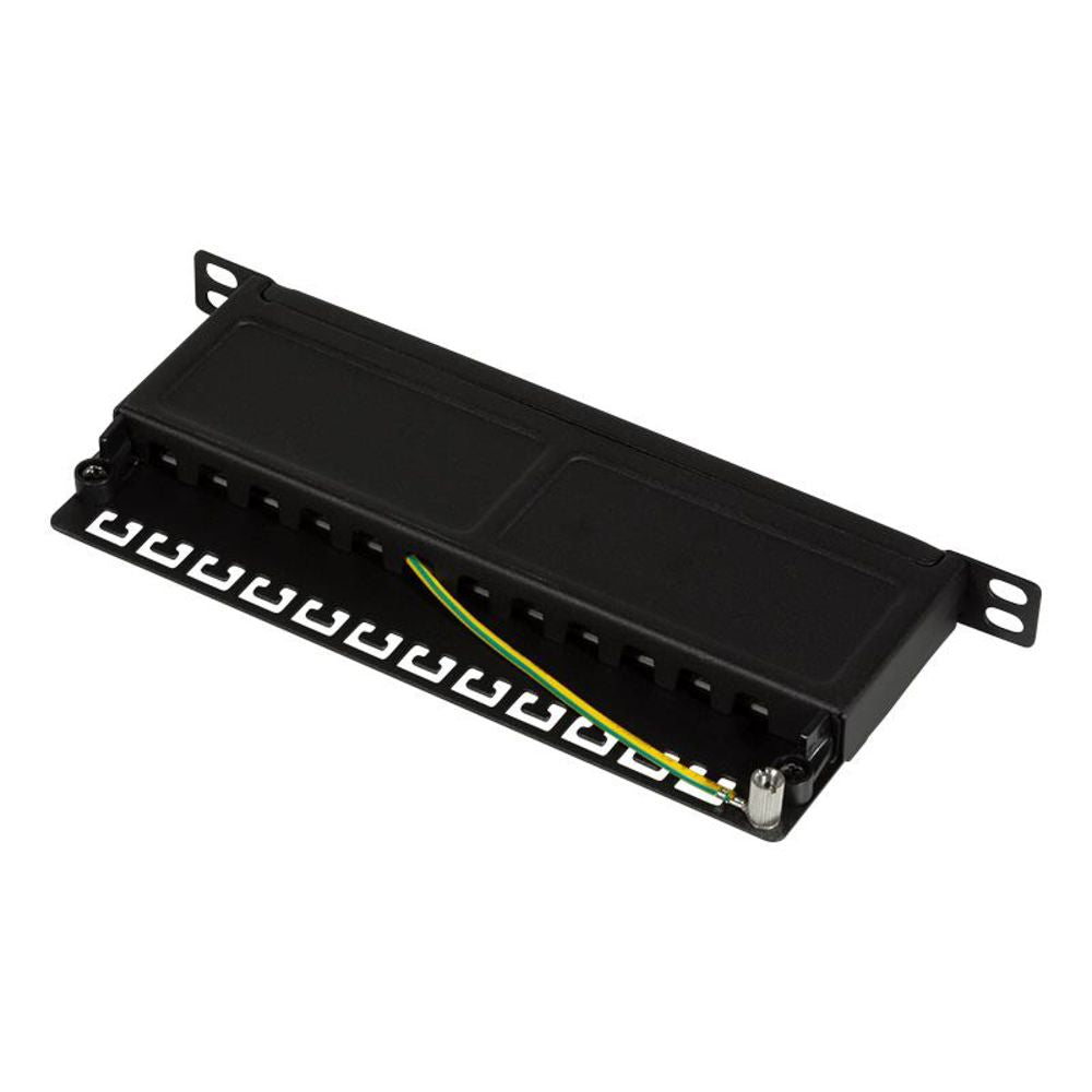 LogiLink 10" Zoll Cat.6A Patchpanel 12-Port schwarz 0,5 HE geschirmt PoE, PoE+ und PoE++