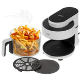 Adler AD 6316 Heißluftfritteuse mit Glasschüssel 3L Airfryer 8 Programme Timer weiß schwarz